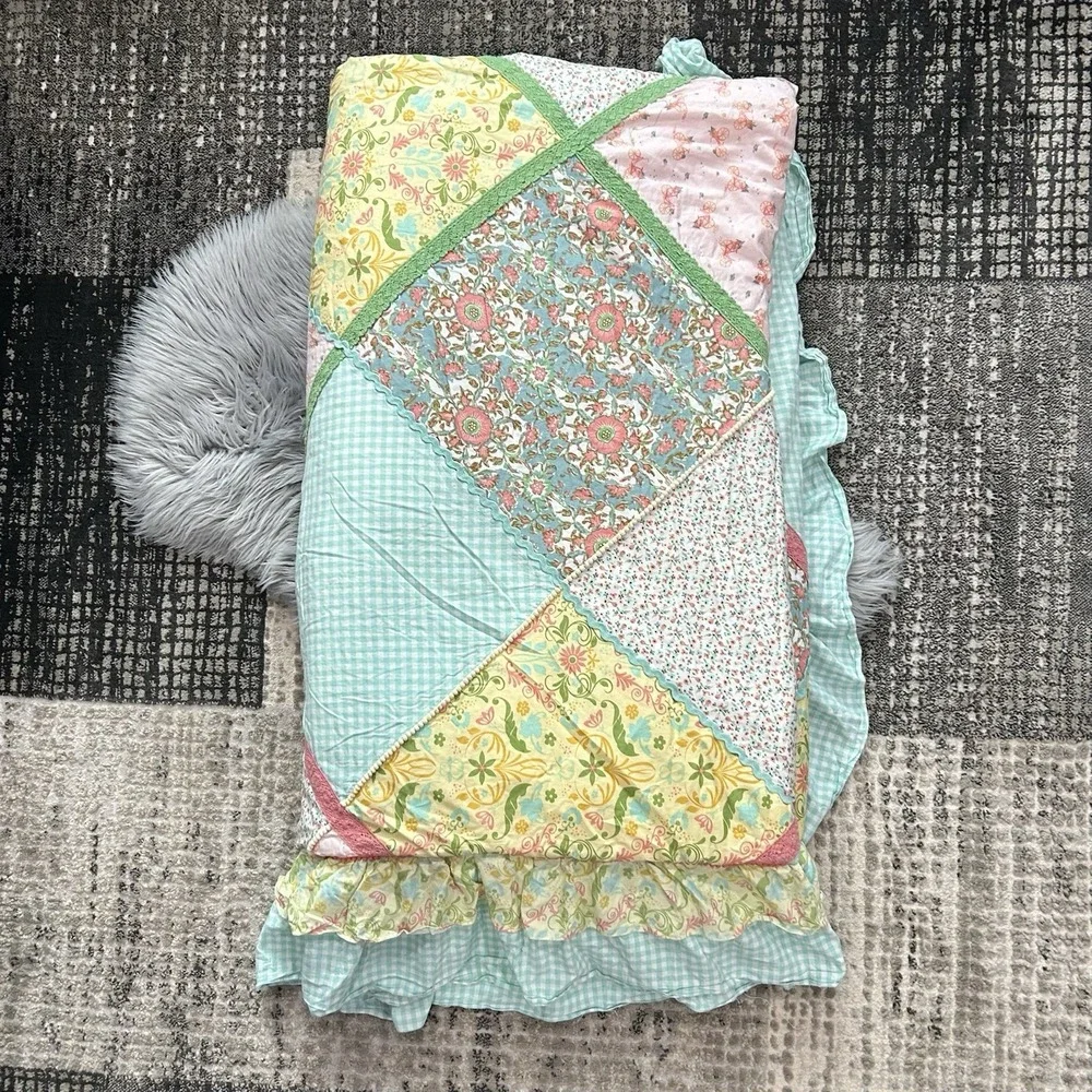 Matilda Jane MJ Hidden Gem Ruffled Patchwork Comforter Quilt HTF‎ FULL/QUEEN